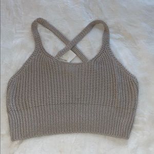 NWT Tan criss cross crop top size large